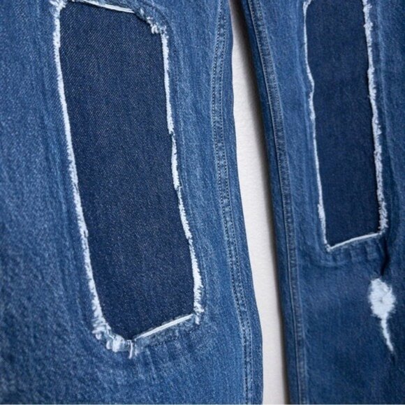 NWT Oak & Acorn Ninety Three Patch Mid Loose Jean 27 Dark Straight High Waisted - Picture 8 of 12